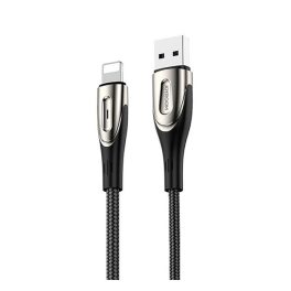   JOYROOM adatkábel (USB - lightning, 3A, gyorstöltő, LED jelzés, 120cm) FEKETE