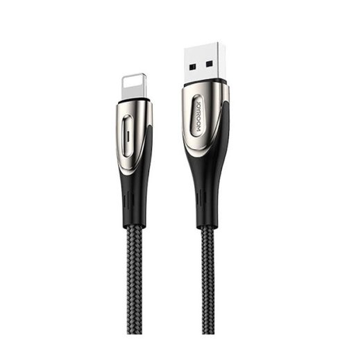 JOYROOM adatkábel (USB - lightning, 3A, gyorstöltő, LED jelzés, 120cm) FEKETE