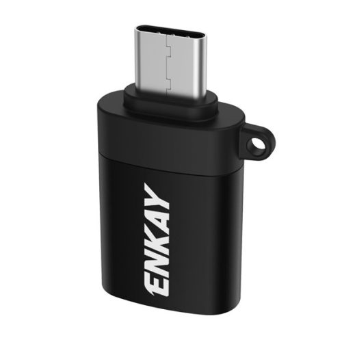 ENKAY adapter (USB aljzat - Type-C, OTG, adatátvitel) FEKETE