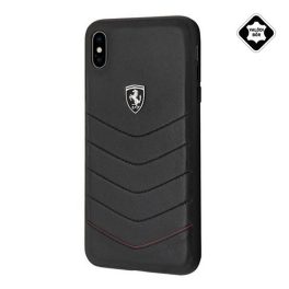 FERRARI Scuderia műanyag telefonvédő (valódi bőr hátlap) FEKETE   FERRARI Scuderia műanyag telefonvédő (valódi bőr hátlap) FEKETE