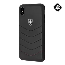   FERRARI Scuderia műanyag telefonvédő (valódi bőr hátlap) FEKETE