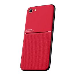 Szilikon telefonvédő (ütésállóság, mágneses, bőr hatású hátlap, csíkos) PIROS   Szilikon telefonvédő (ütésállóság, mágneses, bőr hatású hátlap, csíkos) PIROS
