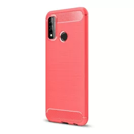   Szilikon telefonvédő (ütésállóság, légpárnás sarok, szálcsiszolt, karbon minta) PIROS