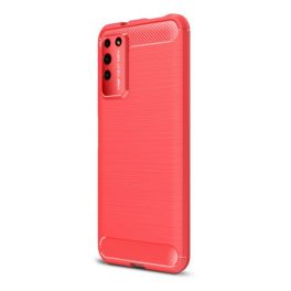 Szilikon telefonvédő (ütésállóság, légpárnás sarok, szálcsiszolt, karbon minta) PIROS   Szilikon telefonvédő (ütésállóság, légpárnás sarok, szálcsiszolt, karbon minta) PIROS