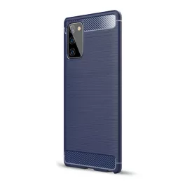   Szilikon telefonvédő (ütésállóság, légpárnás sarok, szálcsiszolt, karbon minta) SÖTÉTKÉK