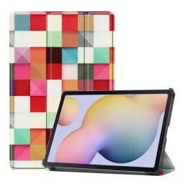   Tok álló, bőr hatású (aktív FLIP, oldalra nyíló, TRIFOLD, asztali tartó, kockás) SZÍNES