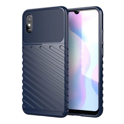 Szilikon telefonvédő (ütésállóság, csíkos, dombor minta) SÖTÉTKÉK